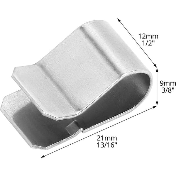 Pakke med 25 U-formede clips i 304 rustfrit stål, fastgørelsesclips, størrelse 21,4 x 12 mm, til 3 x 7,5 mm paneler