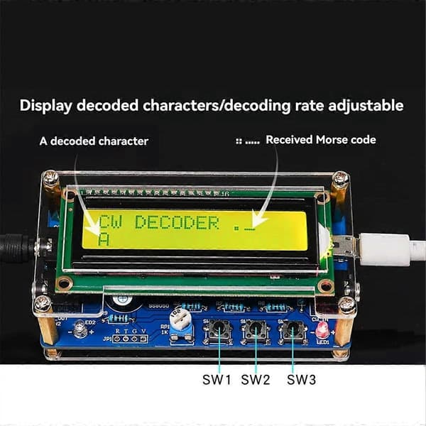 Opgraderet CW Morse Code Decoder Færdig+Kabinet med Digital LCD CW Træner Morse Code Decoder Kit