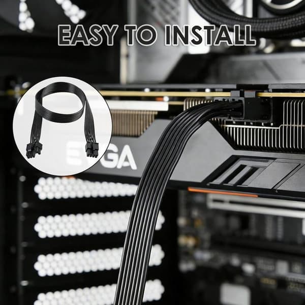 8-pin til PCIe 6+2 GPU strømkabel - 1 enhet - Fortinnet kobber - Fleksibel flat - For strømforsyning