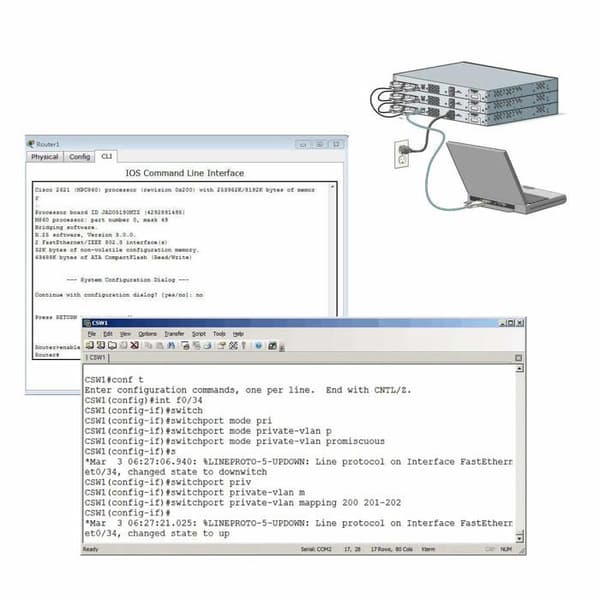 DB9 til RJ45 netværkskonsolkabel - 1 stk. - RS232-kabel - Plug and Play - Til router og switch - 1,8 M