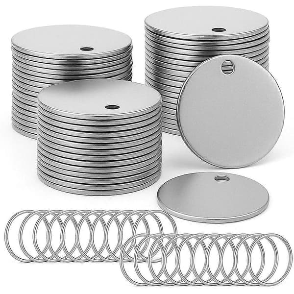 100 stk. metallblanke hundemerker for stempling, nøkkelringer i rustfritt stål for gravering, metallstemplingsblank