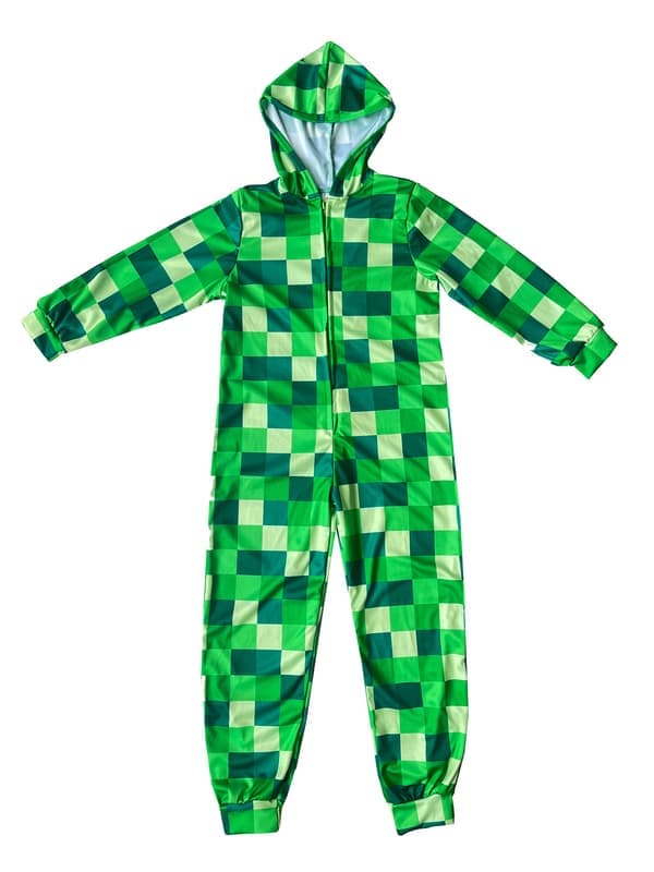 140cm Minecraft Unisex Barn Onesie Grön Pixelated Creeper
