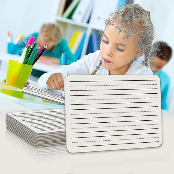 2-pack torrraderbara linjerade knäskivor 9 x 12 tum linjerade whiteboards dubbelsidiga mini-whiteboards