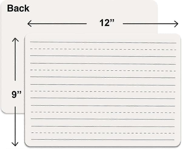 2-pakning tørrslette-tavler med linjer 9 x 12 tommer, doble mini-whiteboards