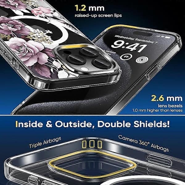 Deksel til iPhone 16 Pro TPU+PC-telefondeksel Kompatibelt med MagSafe