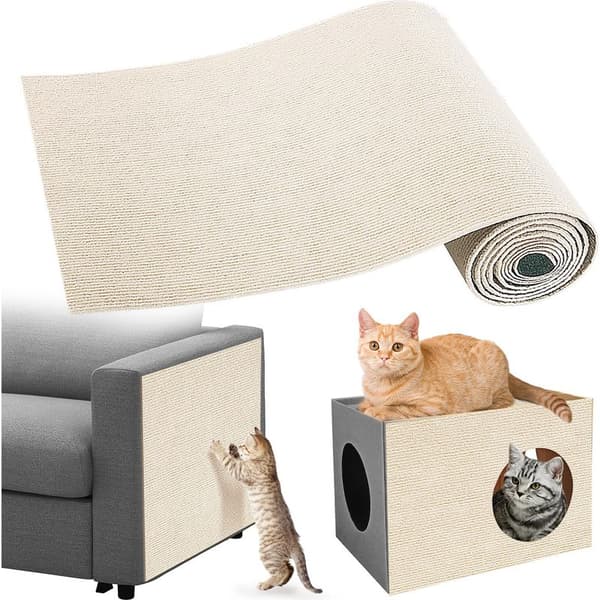 Selvklebende klorematte 200 x 40 cm – Katte-sofaprotektor for vegg, dør, DIY møbelbeskyttelse, off-white