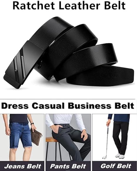 Sort bælte til mænd, designerbælter til mænd, mode-slide-låse, afslappet herrebælte til jeans (105 cm)(Ho)