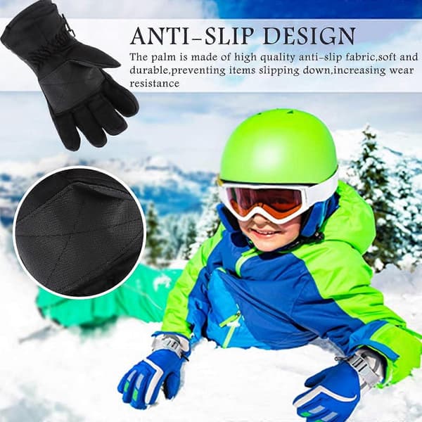 Vinter ski votter for gutter og jenter, varme og vanntette for barn All Black M