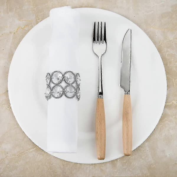 Servettringar, set om 4 st silverkristallservettringar Handgjorda glittriga servettringar