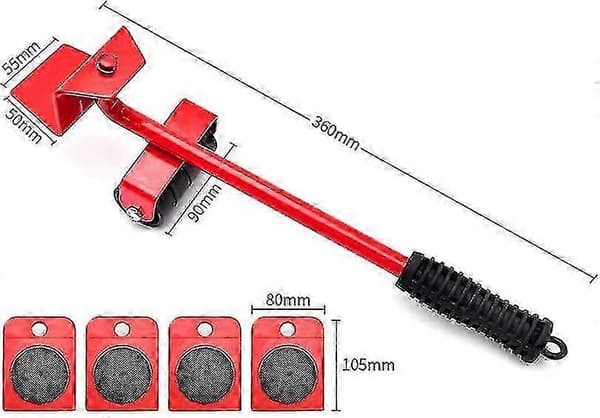 Møbelløfter med 4-pak flytteskinner Møbelflytter rullesæt