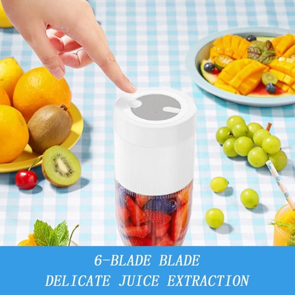 Hvit vannflaske med juicer, multifunksjonell USB oppladbar juicekopp