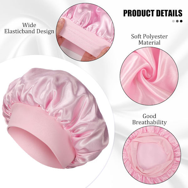 Satinhætte til hårstyling om natten, elastisk silkehætte til hårpleje sort, pink black,pink