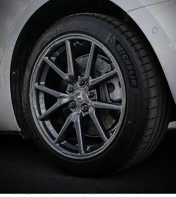 Tesla 3 YSX Navkapselsats Centrumkåpa Navmutterkåpa Röd Grå med 4 centrumkåpor 20 mutterkåpor Grey Silver Bright