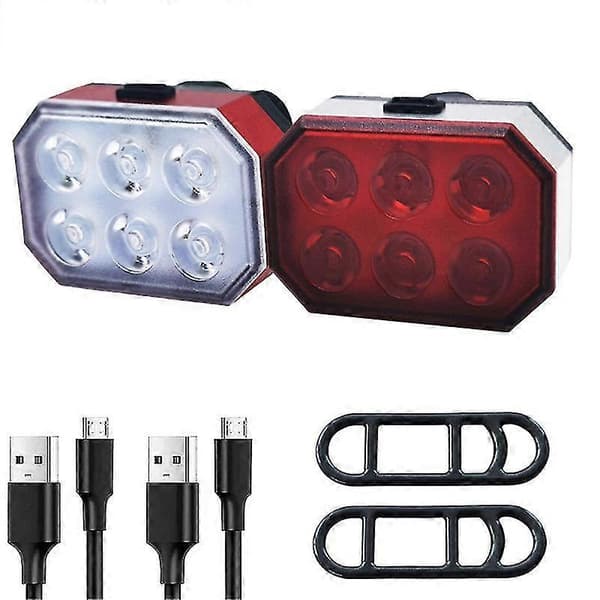 USB oppladbart sykkellyktsett Supersterk front vanntett frontlykt