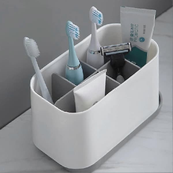 Tannbørsteholder for baderom, tannbørstecaddy, tannkremstativ, plast