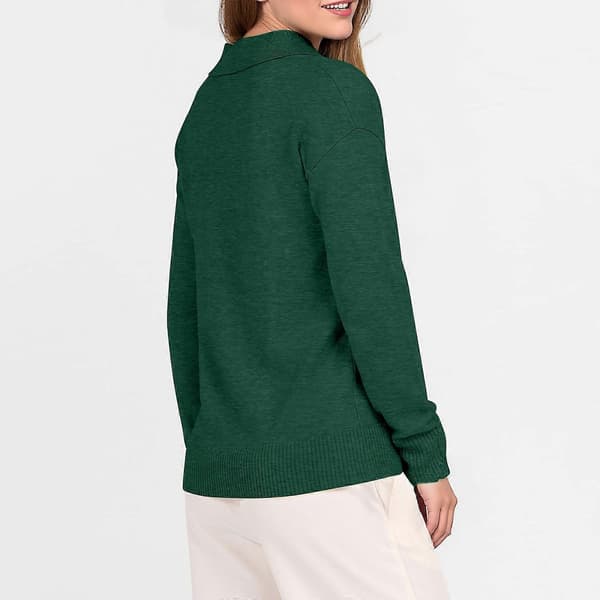 Dame Polo Hals Langærmet Basic Strikket Pullover Sort XXXL Black XXXL