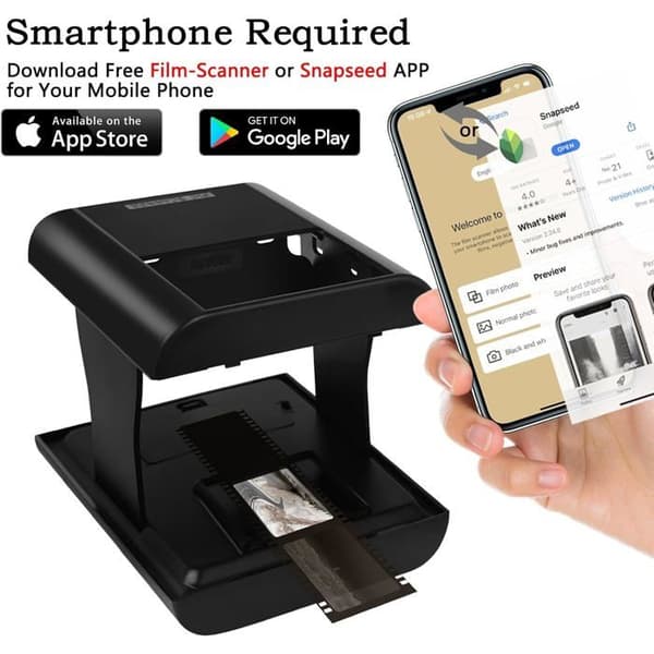 Filmscanner - 1 Stykke - Plastik - 35mm Scanning - Til Smartphone - Sort