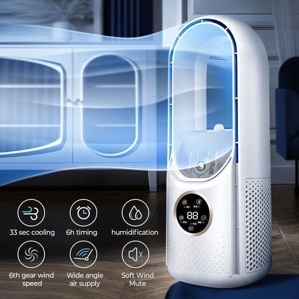 Tornfläktar för sovrum – Smart, tyst golvfläkt, 120° oscillation, 6-hastighetsdesign