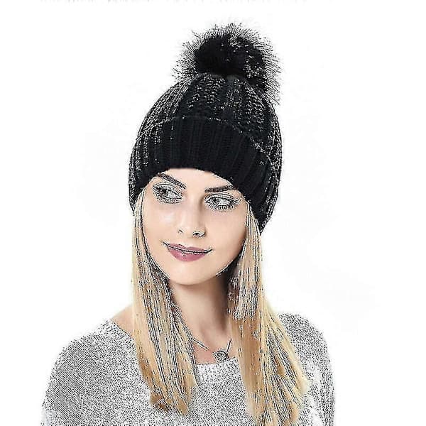 Unisex stretch satin stickad mössa tomte ull varma mössor