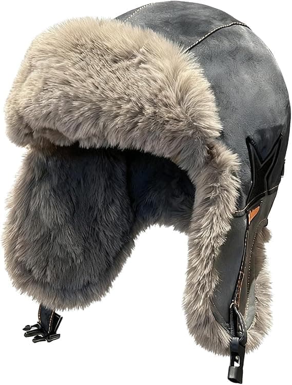 Faux Mocka Pilotmössa Herr Varm Rysk Pälsfoder Öronlappar Vindtät Skid Khaki [Ho]