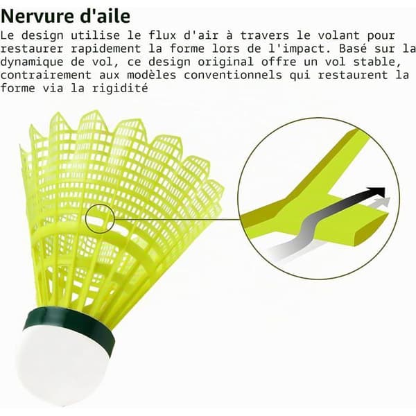 Mavis 2000 Nylon Badmintonbollar - Förpackning med 6 - Gul/Grön - Hållbara - För Träning och Matcher