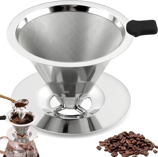 Kaffefilter i rustfrit stål til Pour-Over kaffe - Permanent kaffefilter i rustfrit stål - Velegnet til rejser - Camping - Kontorkaffe [Ho]