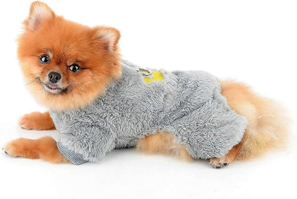 Hunde Pyjamas til Små Hunde, Kæledyrs Pullover Pyjamas med Broderet Krone og D-ring, Blød Vinter Efterårs Jumpsuit