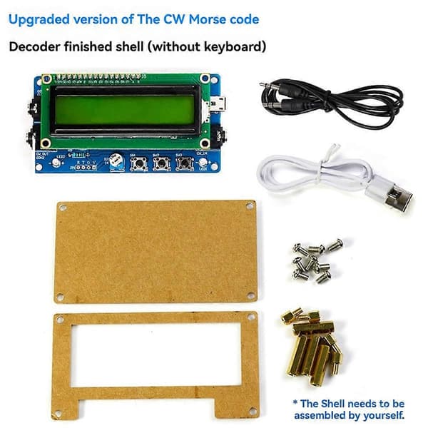 Oppgradert CW Morse Code Decoder Ferdig+Kabinett med Digital LCD CW Trainer Morse Code Decoder Kit