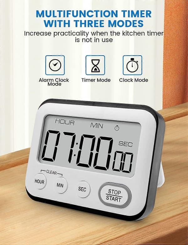 Digital Kjøkkentimer Multifunksjonell, Matlagingstimer Magnetisk Nedtelling Opptellingstimer med Stor LCD-skjerm