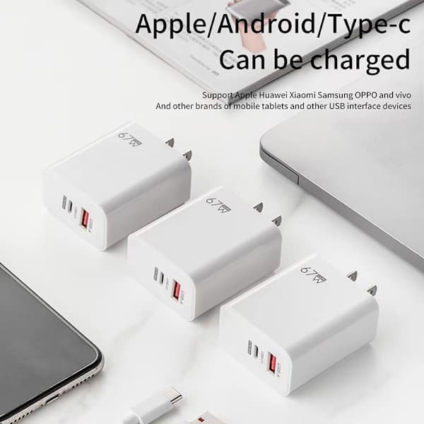 67W Snabbladdare USB Typ C Laddningsadapter För IPhone 15 14 13 vit vit vit EU