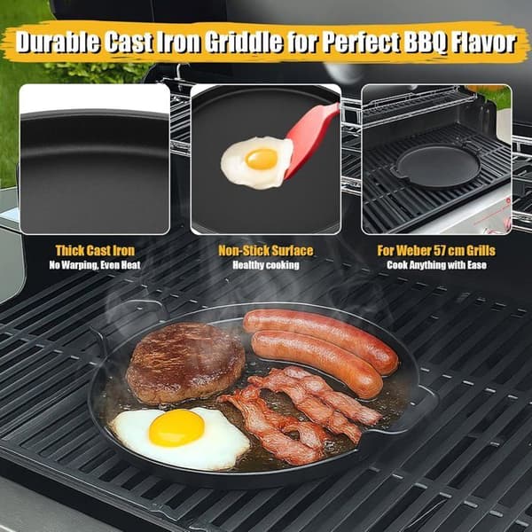 Rund kokeplate - 1 stk - Emaljert støpejern - For Weber 57cm - Gourmet BBQ System - Diameter
