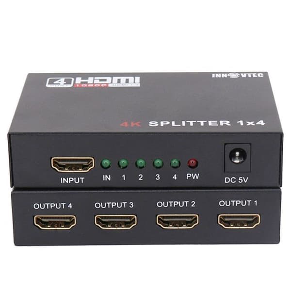 HDMI Splitter - 4 porte - 3D-understøttelse - 4K-opløsning - PC- og TV-kompatibel