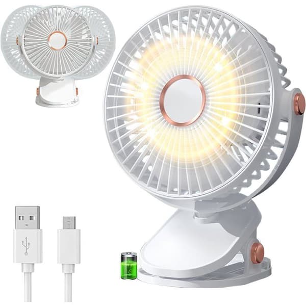USB-skrivebordsventilator, klemmeventilator, 3 hastigheder, 360° rotation, bærbar mini USB-skrivebordsventilator til hjemmet, hvid