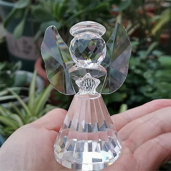 Kristallängelfigurdekoration, glas skyddsängelstatyfigurer samlarobjekt, vacker ängelprydnad