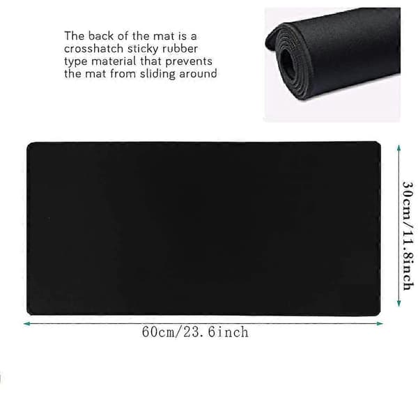 Musemåtte/Stor musemåtte 600x300x3 mm | XL Musemåtte | Skrivebordsmåtte/Gaming musemåtte | Forbedret præcision og hastighed | Gummibase (60x30 Sort)