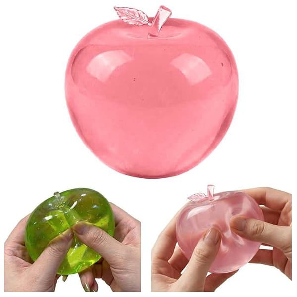 Fidgetlegetøj - Pink æble - 8 cm TPR - Langsom rebound, anti-stress - Bærbart til børn/voksne