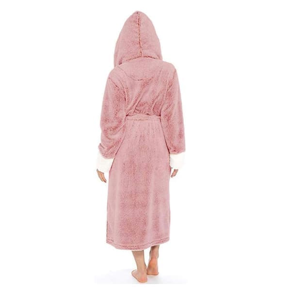 Vinterplys badekåbe til damer med bælte Pink XL