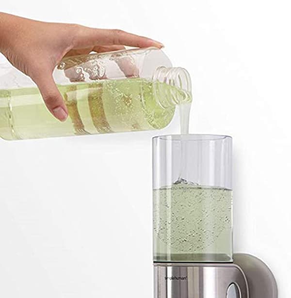 Vægmonteret sæbedispenser 500ml Børstet rustfrit stål Hængende sort badeværelse [Ho]