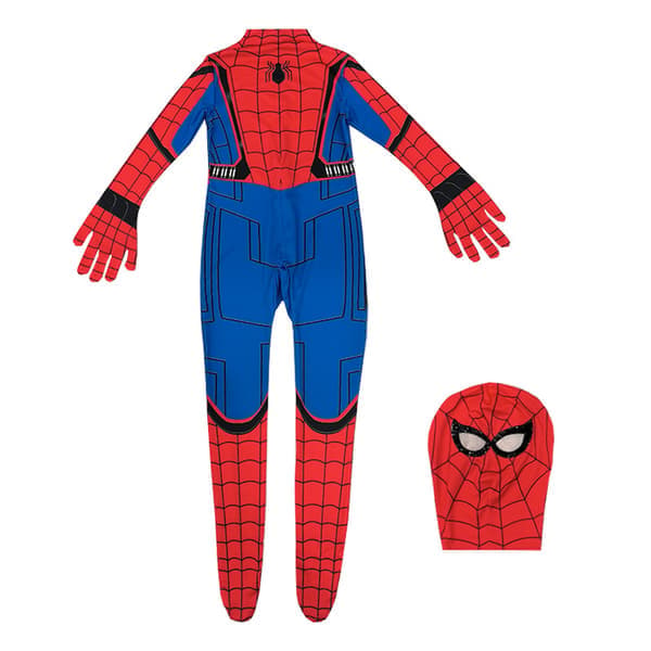 Spider-Man Halloweenkostym för ungdomar, vadderad jumpsuit med mask Red Blue 2 150