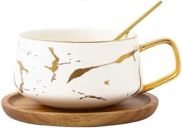 Porcelæns Tekop Kaffekrus Sæt til Eftermiddagste - Marmormønster
