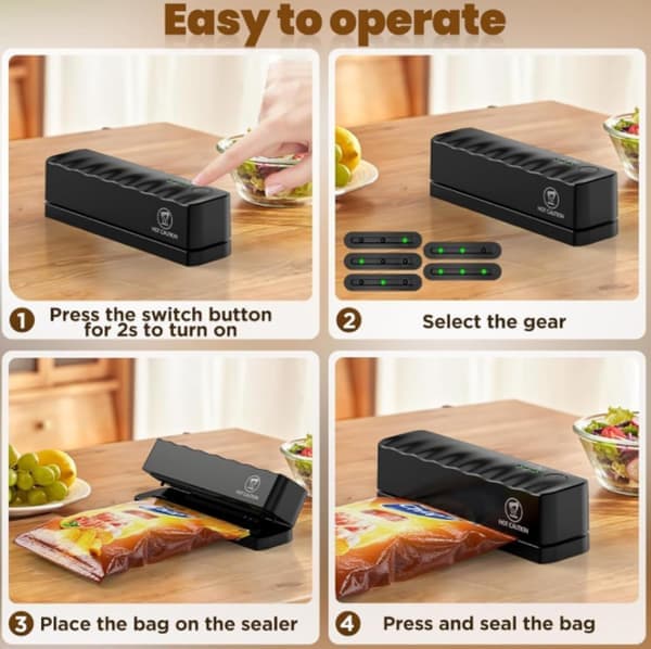 Mini-poseforsegler Bærbar Vakuum 5 Indstillinger Genopladelig USB til Opbevaring af Madchips [Ho]