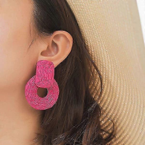 Statement Raffia Øreringe Søde Boho Øreringe Rattan Hængende Øreringe