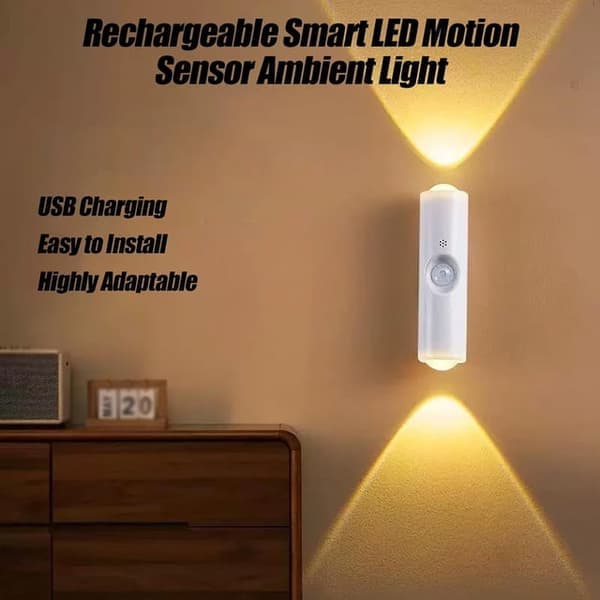 Smart LED bevægelsessensorlys 4 stk. farveskiftende, hulfrit til trapper, garderobe, hvid [Ho]