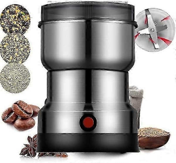 Elektrisk kaffebønnekværn, kværn til bønner, nødder, krydderier, mat rustfrit stål blender