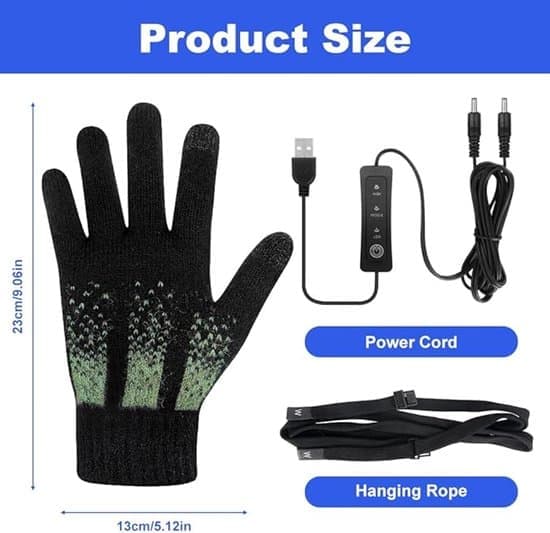Opvarmede handsker USB Touch Screen Vaskbar Vinter Fuld Finger Indendørs Kontor Sort [Ho]