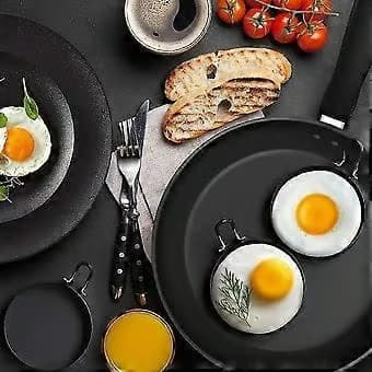Äggringar, 4-pack äggringar i rostfritt stål, pannkaksform för stekning av ägg och omeletter