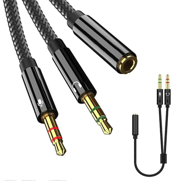 3,5 mm stereo lydstikadapter, headset mikrofon Y-splitteradapter, til PC PS4 Xbox One computer, hovedtelefoner-0,5 m
