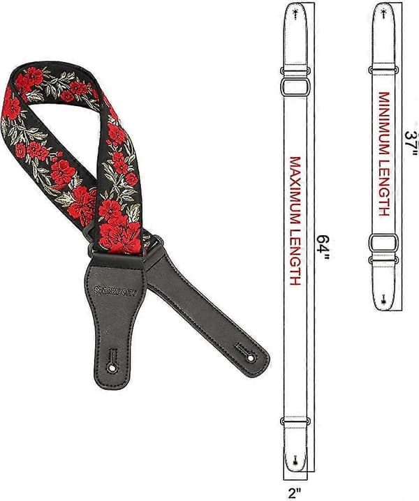 Gitarrrem Jacquardvävd broderad rem, justerbar vävd gitarrrem 60