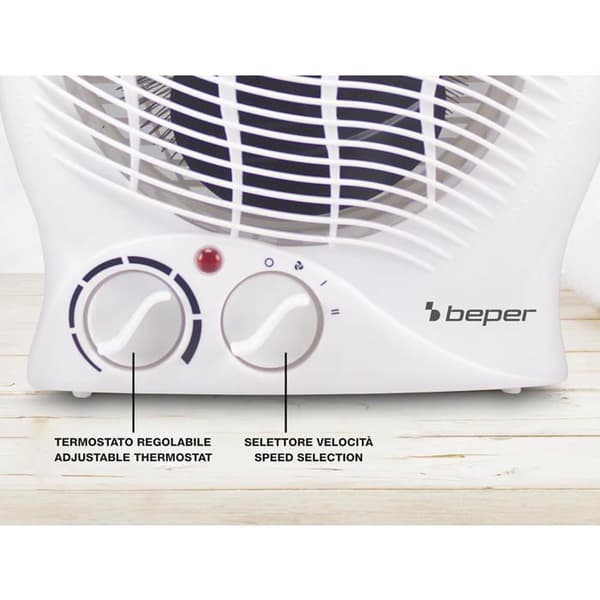 Vifteovn - 1 enhet - Hvit - 2000W - Justerbar termostat - Baderom