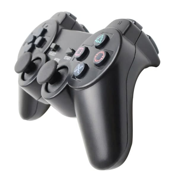 Trådløs spilcontroller dobbelt vibration 2,4 GHz lav latens fjernbetjening spilcontroller til PS2 sort
